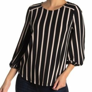 Adrianna Papell black/ White Stripe Pullover Top